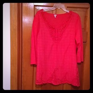 Reba cotton and lace top 3/4 sleeve